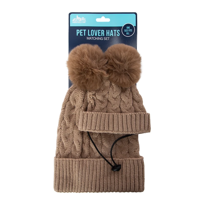 Pet & Owner Pom Pom Beanie Hat Set