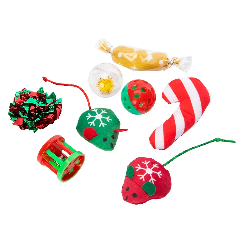 Christmas Stocking Cat Toy Gift Set 8-piece