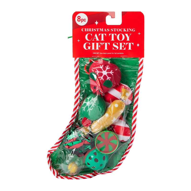 Christmas Stocking Cat Toy Gift Set 8-piece