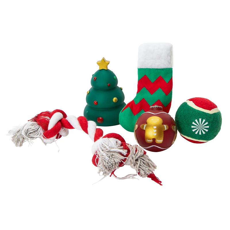 Christmas Stocking Dog Toy Gift Set 5-Pack
