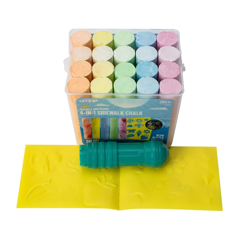 Sparkle And Bright 4-In-1 Sidewalk Chalk Set
