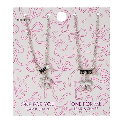 Butterfly Charm Friendship Necklace Set 2-Count
