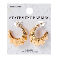 Gold Crescent Hoop Earrings