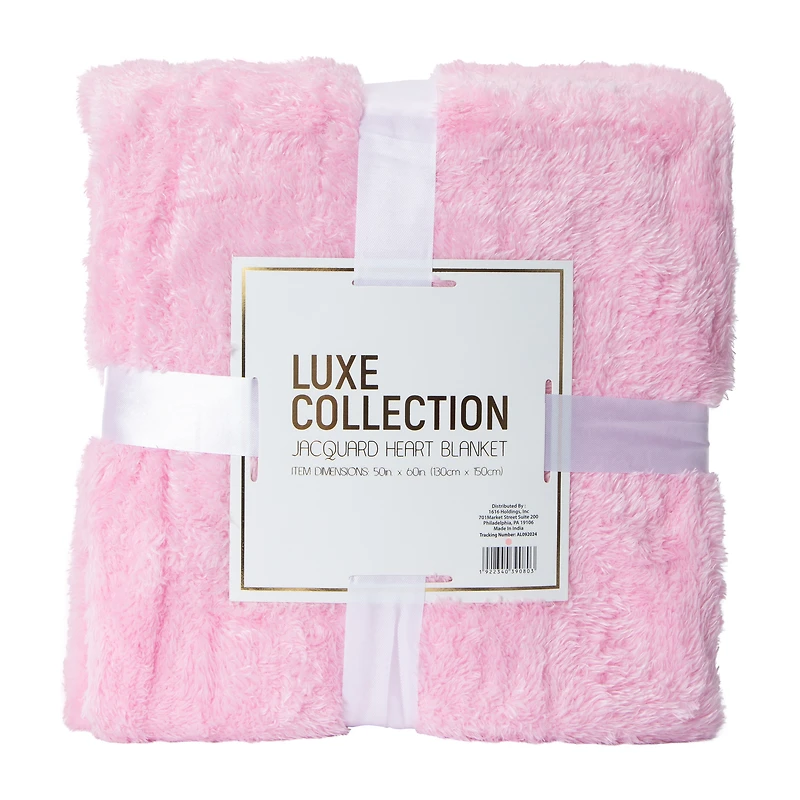 Luxe Collection Jacquard Heart Blanket