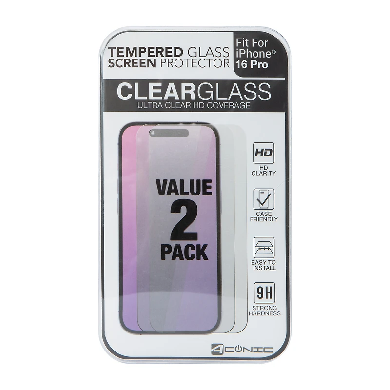 iPhone 16 Pro® Tempered Glass Screen Protector 2-Pack