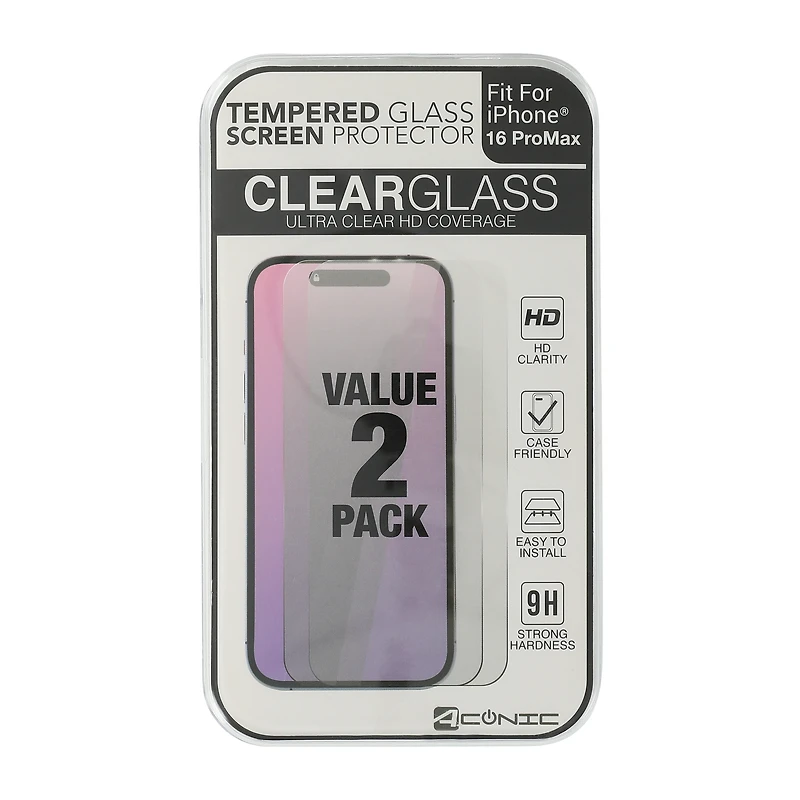 iPhone 16 Pro Max® Tempered Glass Screen Protector 2-Pack
