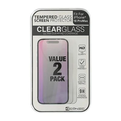 iPhone 16 Pro Max® Tempered Glass Screen Protector 2-Pack
