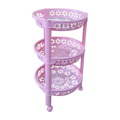 Flower Design Plastic Rolling Cart