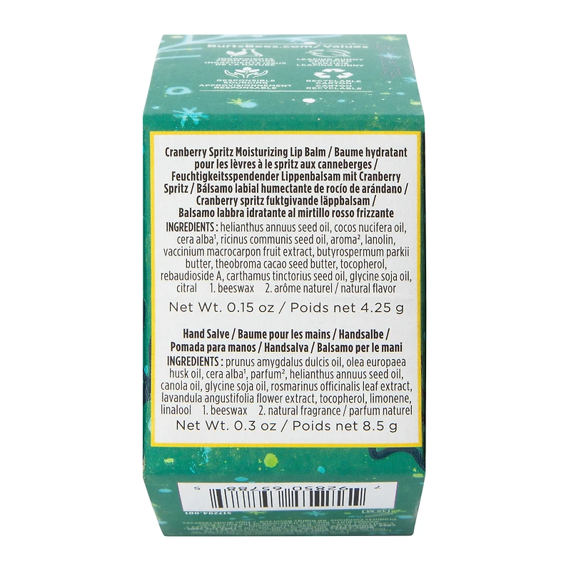 Burt's Bees Cranberry Spritz Lip Balm and Hand Salve Gift Set