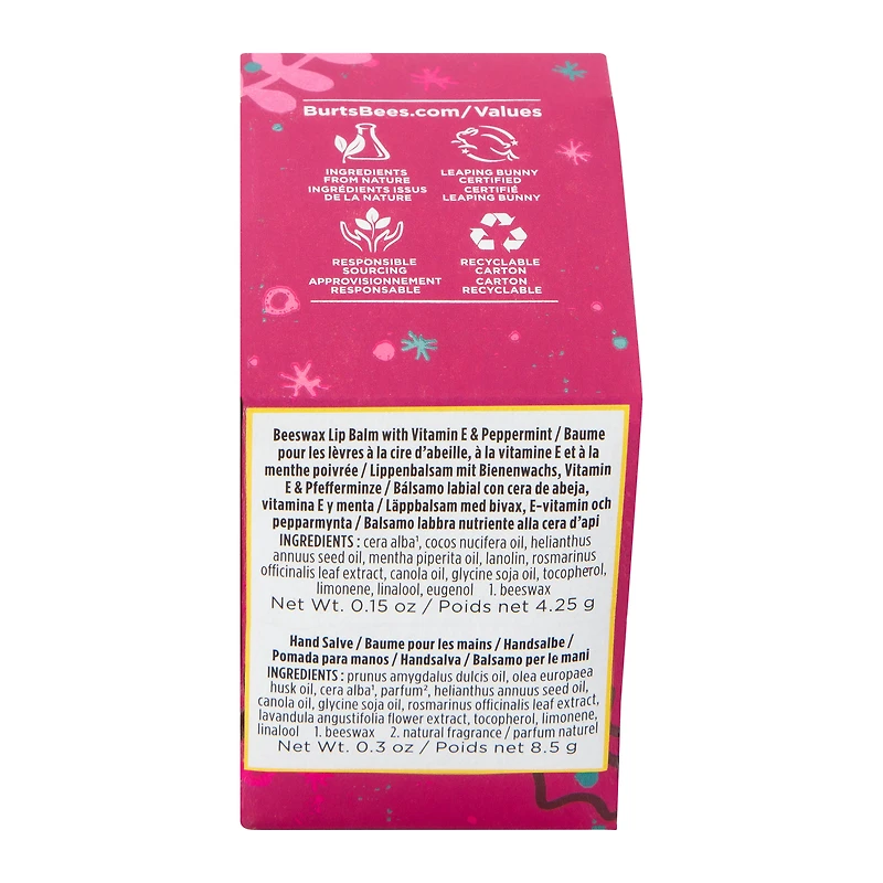 Burt's Bees Holiday Gift Set, Lip Balm and Hand Salve