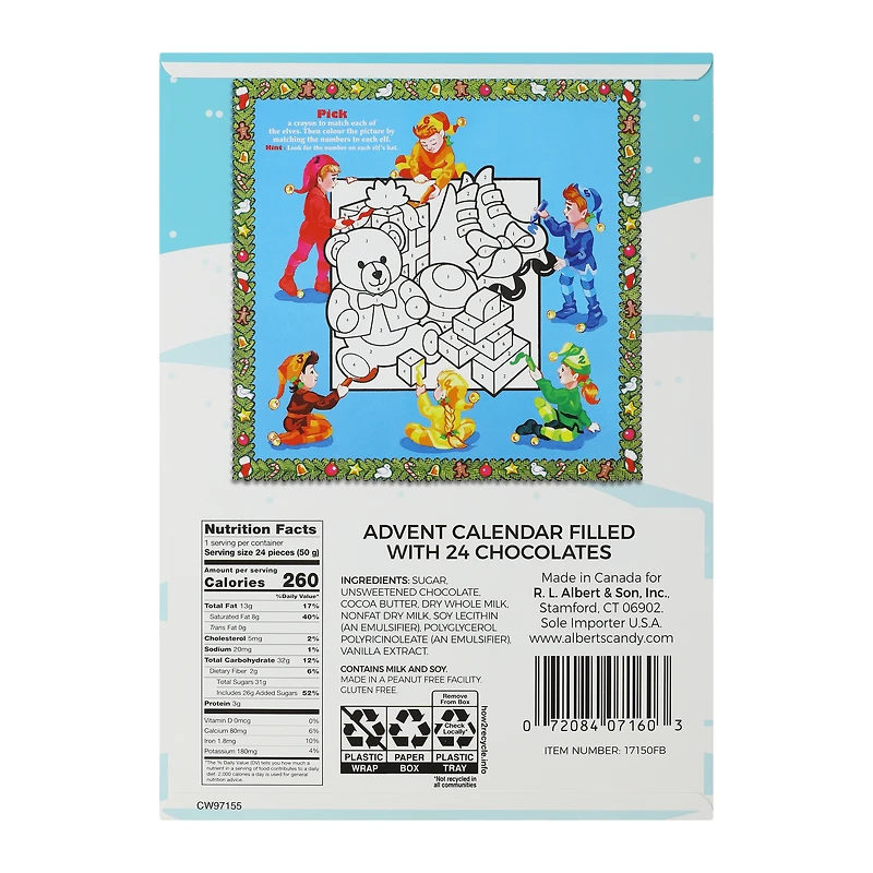Christmas Calendar Filled With 24 Milk Chocolates 1.76oz