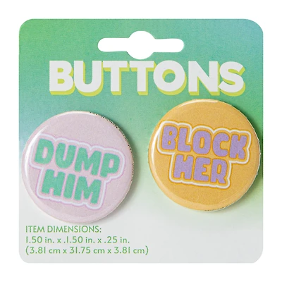 Valentine's Button Pins 2-Pack
