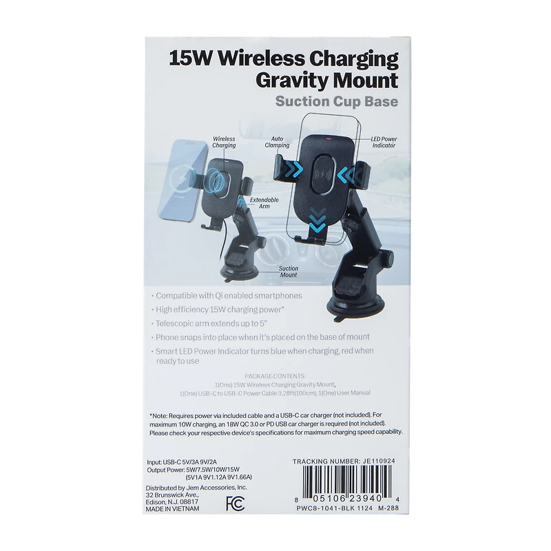 15W Wireless Charging Gravity Mount