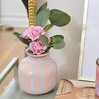 Striped Faux Flower Vase
