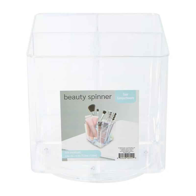 4-Compartment Glitter Beauty Spinner 4.5in x 4.6in