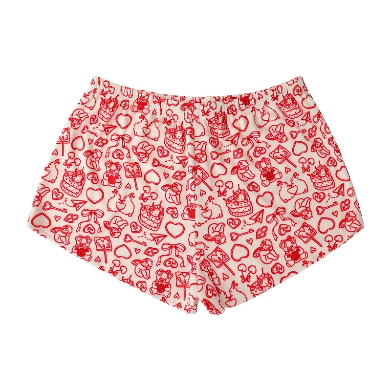 Juniors Plush Heart Lollipop Shorts