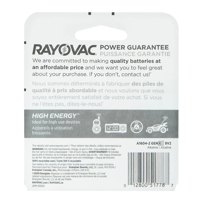 Rayovac® 9V Batteries 2-Pack