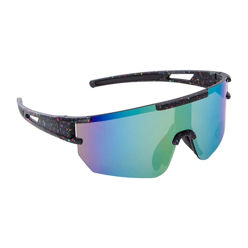 Men's Rimless Sports Paint Splatter Shield Sunglasses