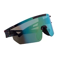 Men's Rimless Sports Paint Splatter Shield Sunglasses