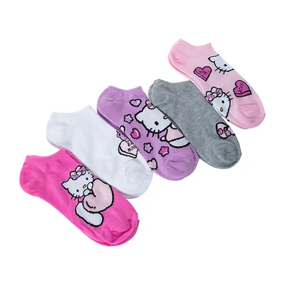 Girls Hello Kitty No-Show Socks 5-Pack