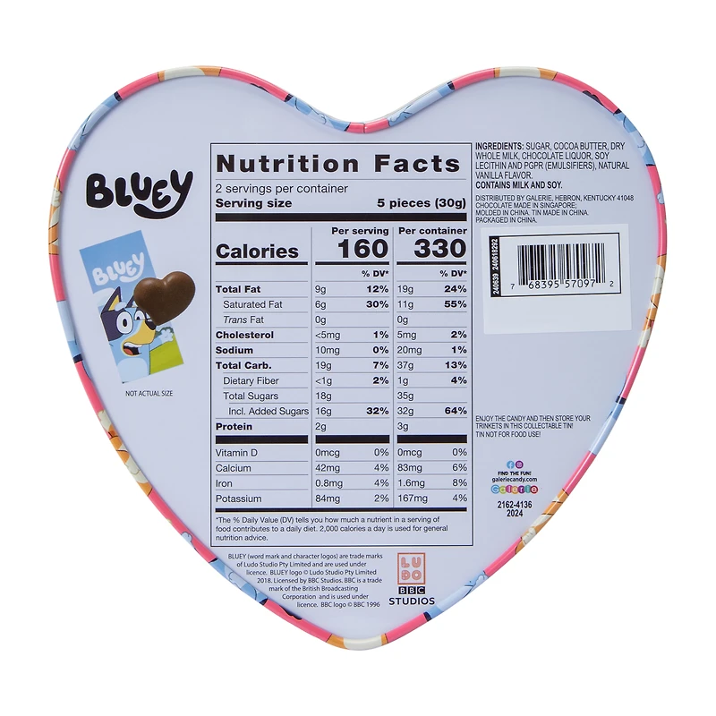 Bluey™ Milk Chocolate Hearts Tin Box 2.12oz