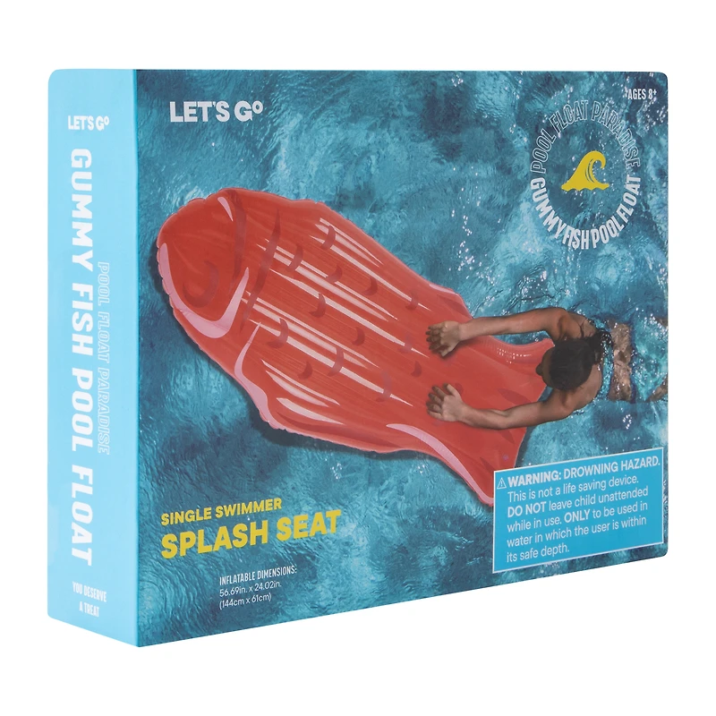 Gummy Fish Pool Float Splash Seat 56.69in x 24.02in