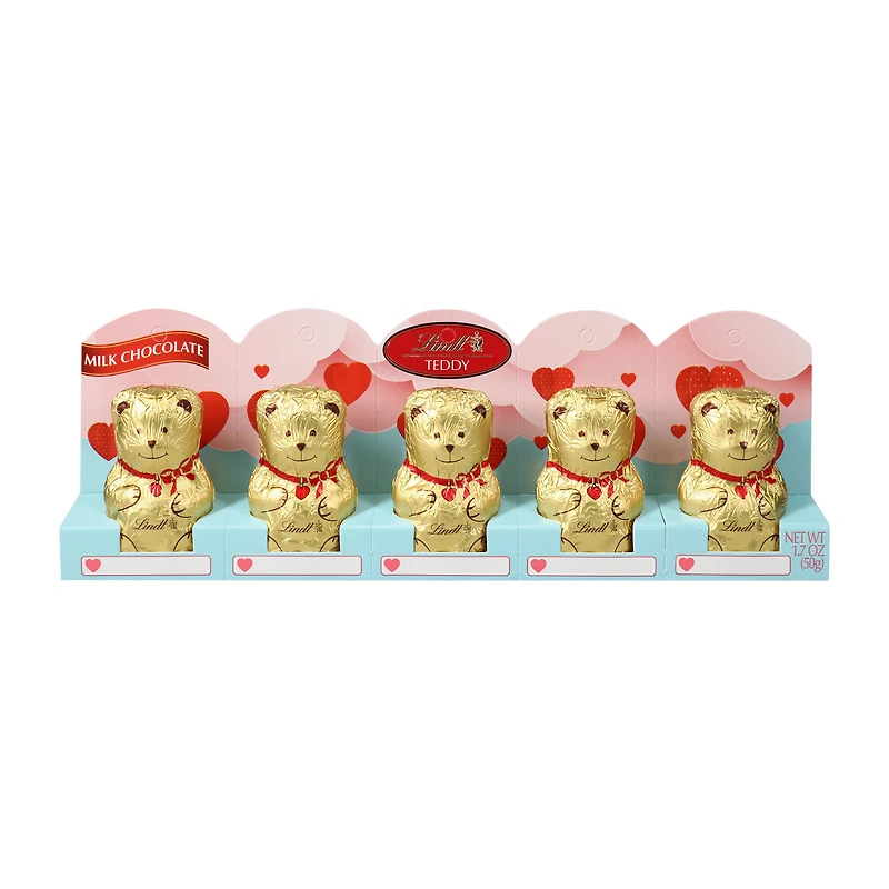 Lindt Valentine's Teddy Bear Milk Chocolate 1.7oz 5-Count
