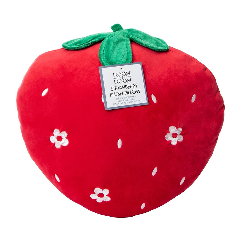 Strawberry Plush Pillow 14in x 14in