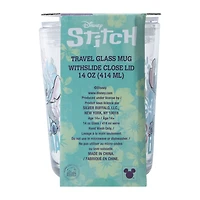 Disney Stitch Travel Glass Mug With Slide Close Lid 14oz