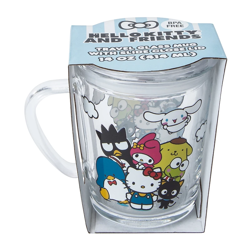 Hello Kitty And Friends® Travel Glass Mug With Slide Close Lid 14oz