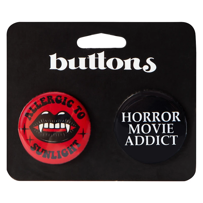 Funny Halloween Button Pins 2-Pack