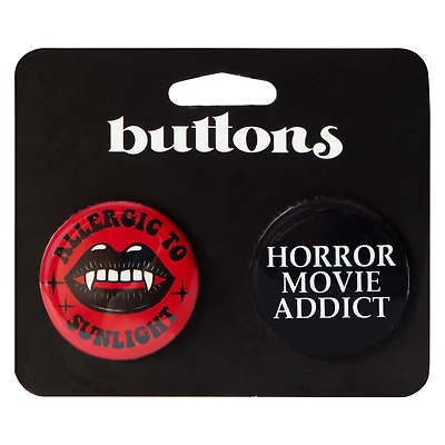 Funny Halloween Button Pins 2-Pack