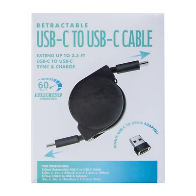 Retractable USB-C To 3.5 ft. Cable