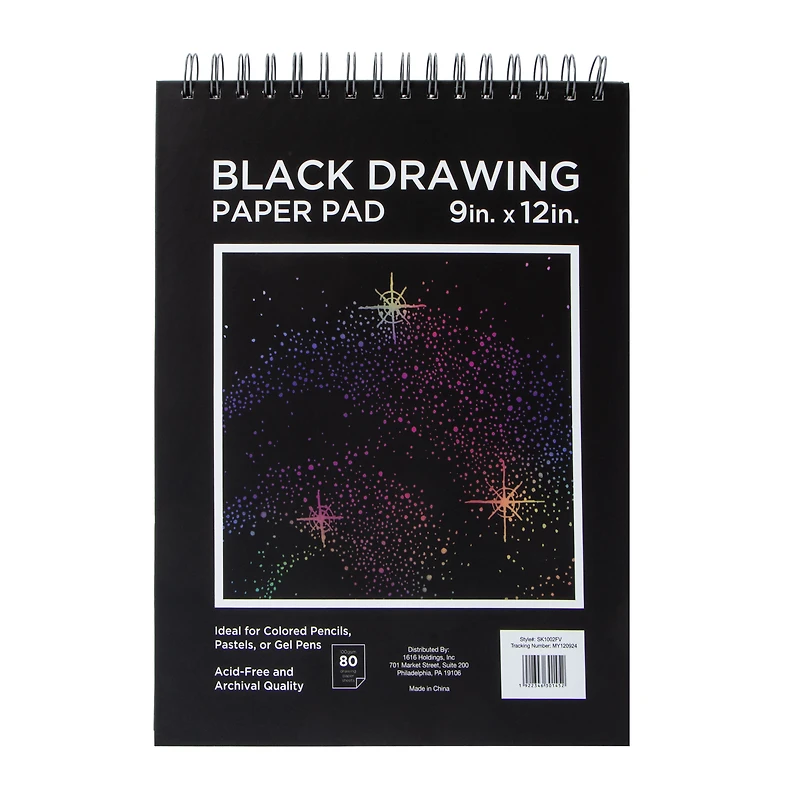 Black Drawing Paper Pad 9in x 12in
