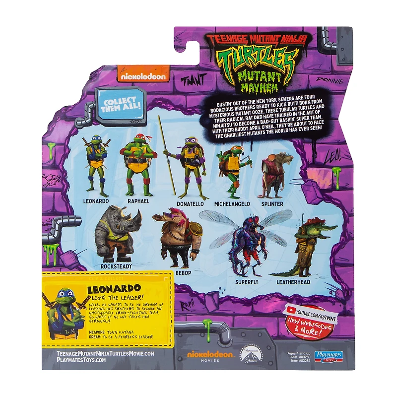 TMNT Mutant Mayhem Leonardo Action Figure Toy 4.5in
