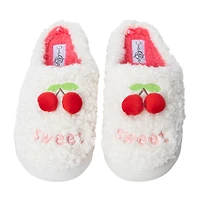 Ladies Fluffy Cherry Slippers