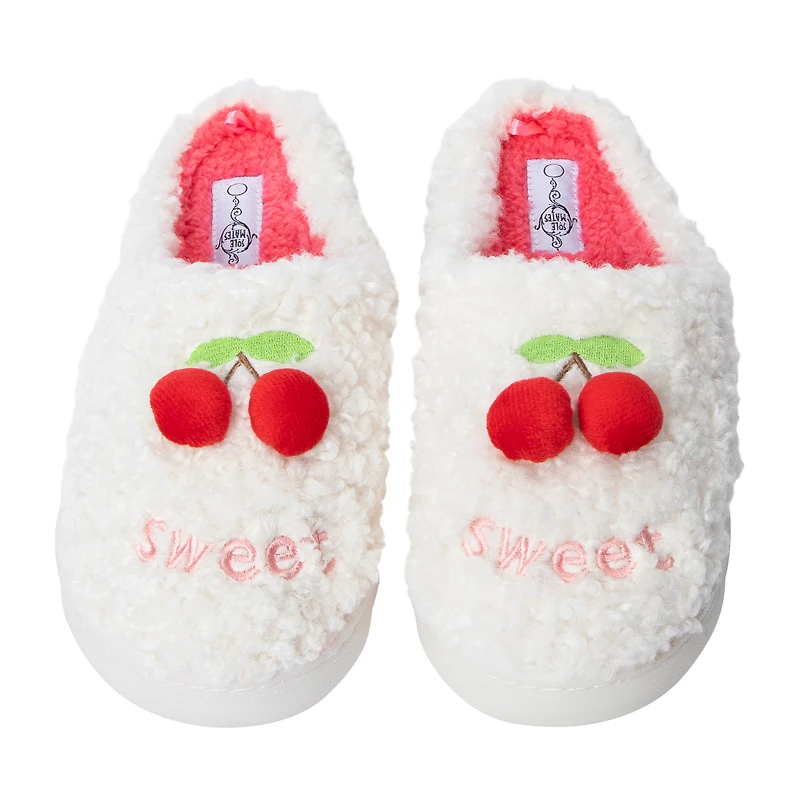 Ladies Fluffy Cherry Slippers