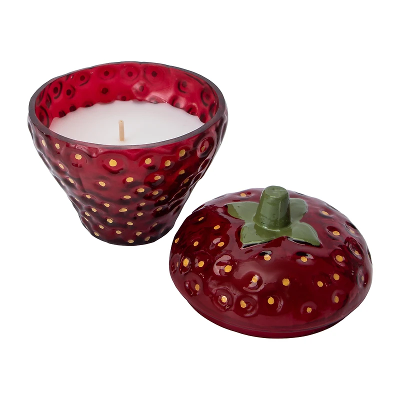 Glass Strawberry Candle Holder