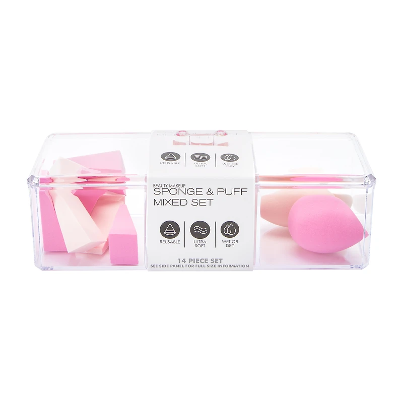 Beauty Makeup Sponge & Puff Mixed Set 14-Pieces