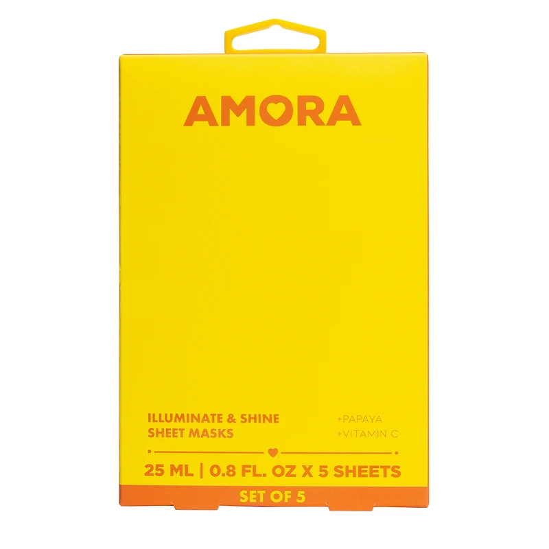 Amora Illuminating & Shine Sheet Masks Set Of 5 0.8 Fl.Oz