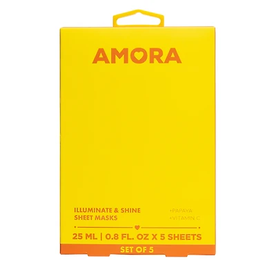 Amora Illuminating & Shine Sheet Masks Set Of 5 0.8 Fl.Oz
