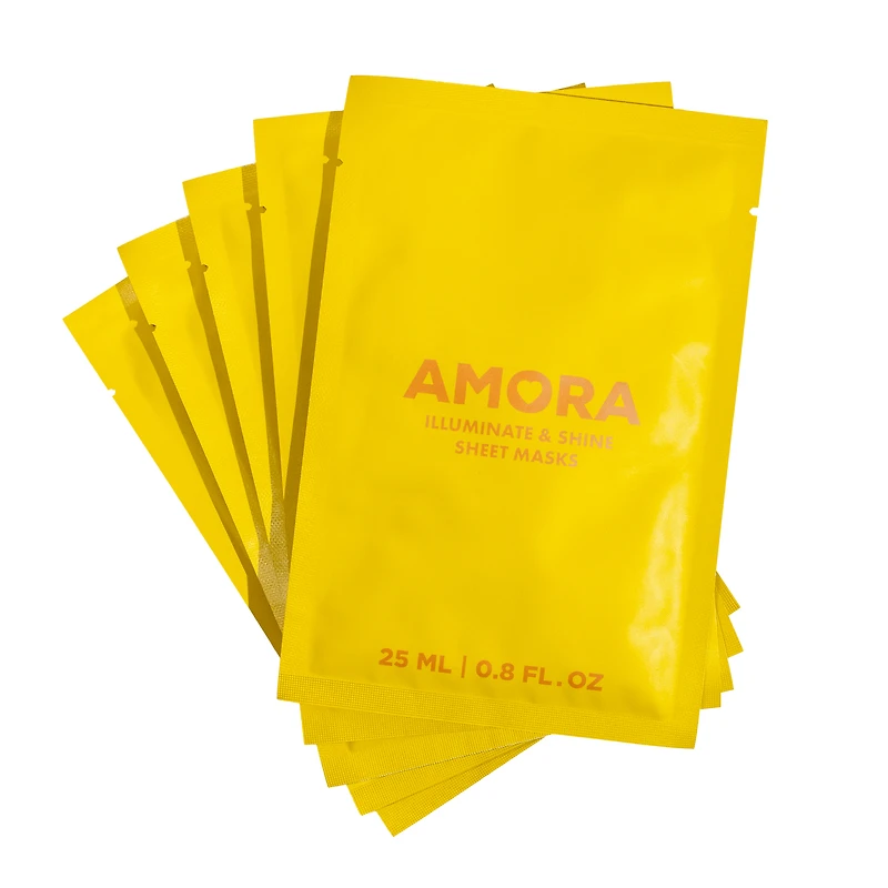 Amora Illuminating & Shine Sheet Masks Set Of 5 0.8 Fl.Oz