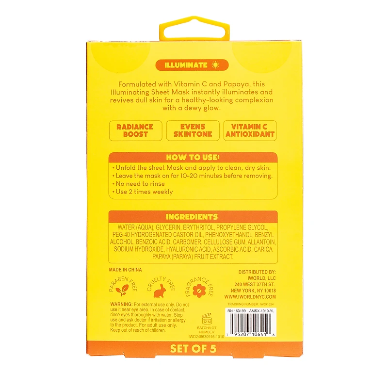 Amora Illuminating & Shine Sheet Masks Set Of 5 0.8 Fl.Oz