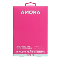 Amora Skin Clarifying Glow Sheet Masks Set Of 5 0.8 Fl.Oz