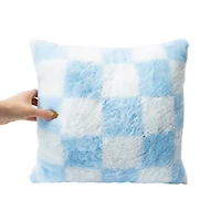 Blue Checkered Soft Pillow 16in x 16in x 2.5in