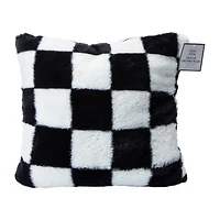 Faux Fur Checkered Pillow 16in x16in x 2.5in