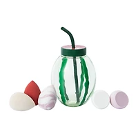 Smoke & Mirrors Watermelon Beautifully Blended Beauty Sponges & Reusable Cup With Straw 5-Count