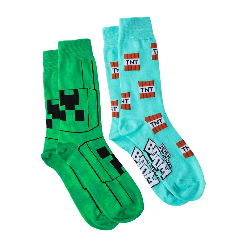 Young Men's Minecraft Crew Socks 2-Pairs