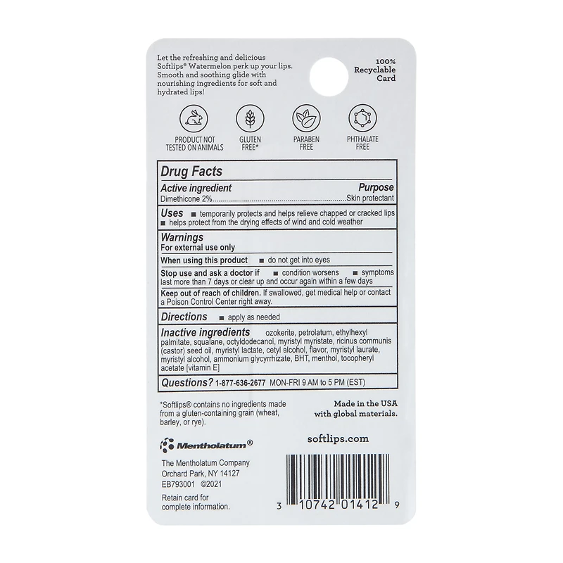 Soft Lips® Watermelon Lip Protectant Sticks 0.07oz 2-Pack