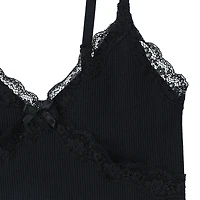 Juniors Rib Cami Top With Lace